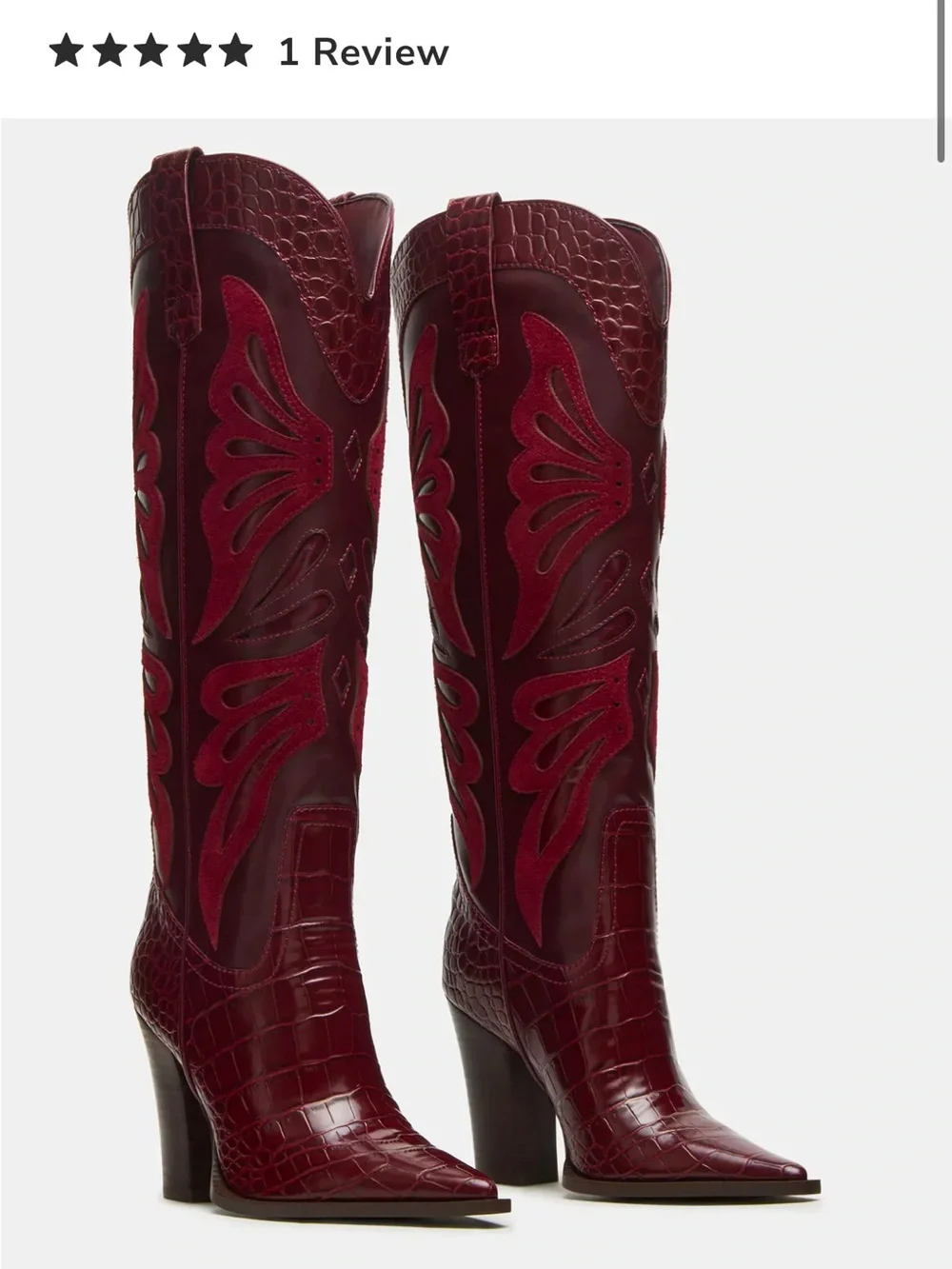 Steve Madden Burgundy Red Over-the-Knee Western Boots